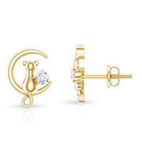 Certified Cat Moon Earrings with Moissanite