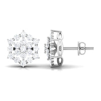 Certified Moissanite Flower Cluster Earrings with Screw Back