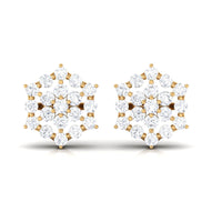 Certified Moissanite Flower Cluster Earrings with Screw Back