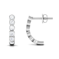 3/4 CT Bezel Set Round Moissanite Simple J Hoop Earrings
