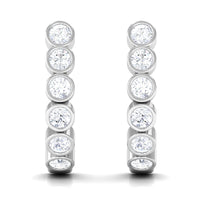 3/4 CT Bezel Set Round Moissanite Simple J Hoop Earrings