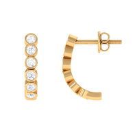 3/4 CT Bezel Set Round Moissanite Simple J Hoop Earrings