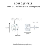4.2 Carat Round Cut Moissanite Solitaire Stud Earrings