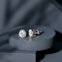 4.2 Carat Round Cut Moissanite Solitaire Stud Earrings