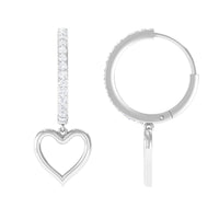 Certified Moissanite Heart Drop Hoop Earrings for Women