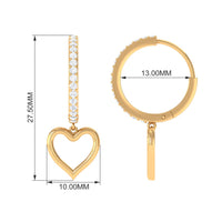 Certified Moissanite Heart Drop Hoop Earrings for Women