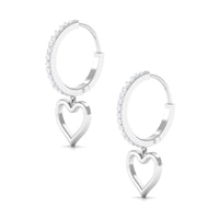 Certified Moissanite Heart Drop Hoop Earrings for Women