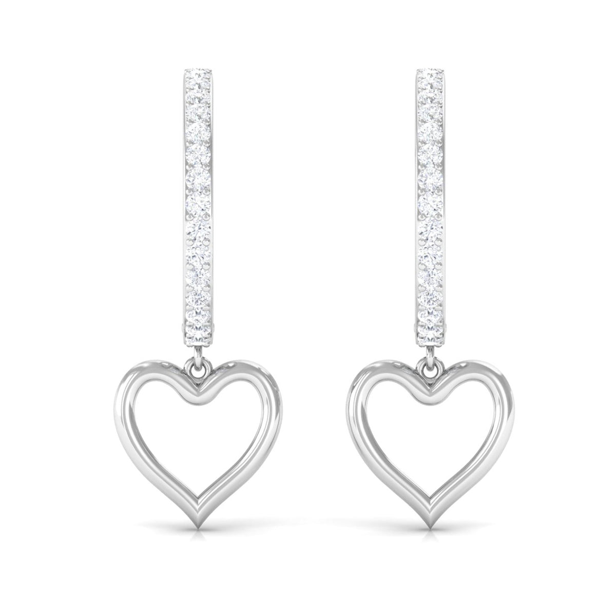 Certified Moissanite Heart Drop Hoop Earrings for Women