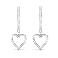 Certified Moissanite Heart Drop Hoop Earrings for Women