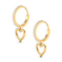 Certified Moissanite Heart Drop Hoop Earrings for Women