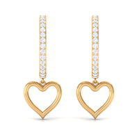 Certified Moissanite Heart Drop Hoop Earrings for Women