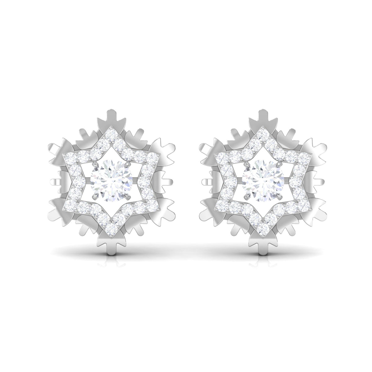 Certified Moissanite Snowflake Earrings for Women