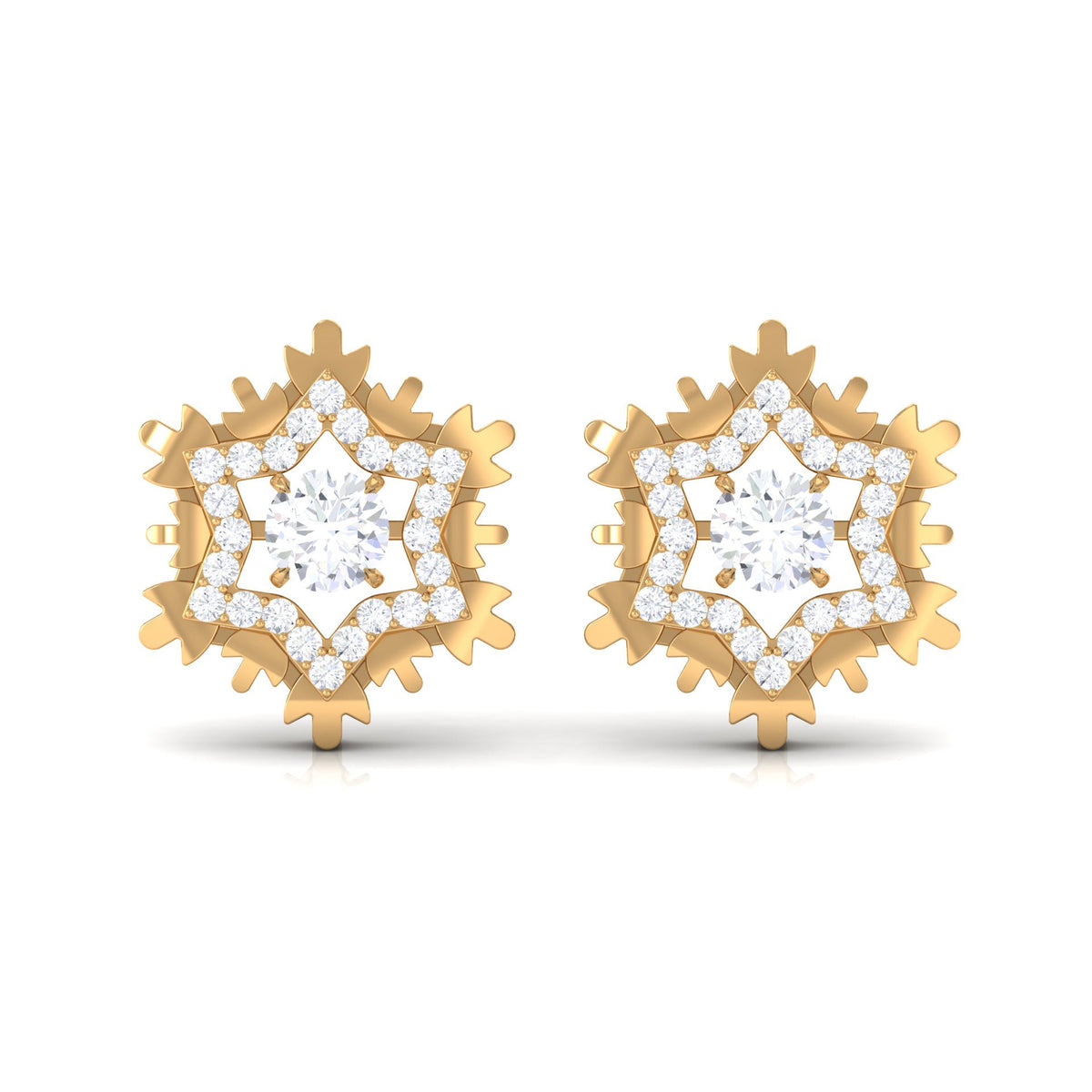 Certified Moissanite Snowflake Earrings for Women