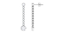 1 Carat Round Moissanite Dangle Chain Earrings