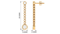 1 Carat Round Moissanite Dangle Chain Earrings