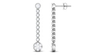 1 Carat Round Moissanite Dangle Chain Earrings