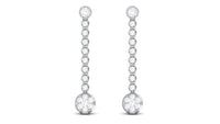 1 Carat Round Moissanite Dangle Chain Earrings