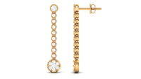 1 Carat Round Moissanite Dangle Chain Earrings