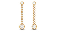 1 Carat Round Moissanite Dangle Chain Earrings