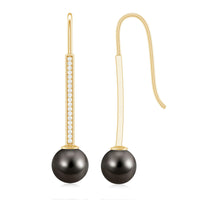 15 Carat Tahitian Pearl Dangle Earrings with Diamond Stones