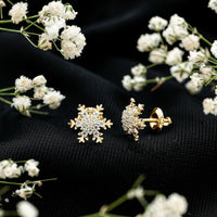Certified Moissanite Snowflake Stud Earrings