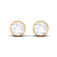 Bezel Set Round Shape Solitaire Moissanite Stud Earrings
