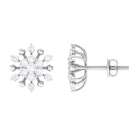 3/4 CT Moissanite Floral Cluster Stud Earrings