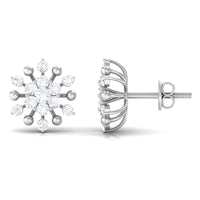 3/4 CT Moissanite Floral Cluster Stud Earrings