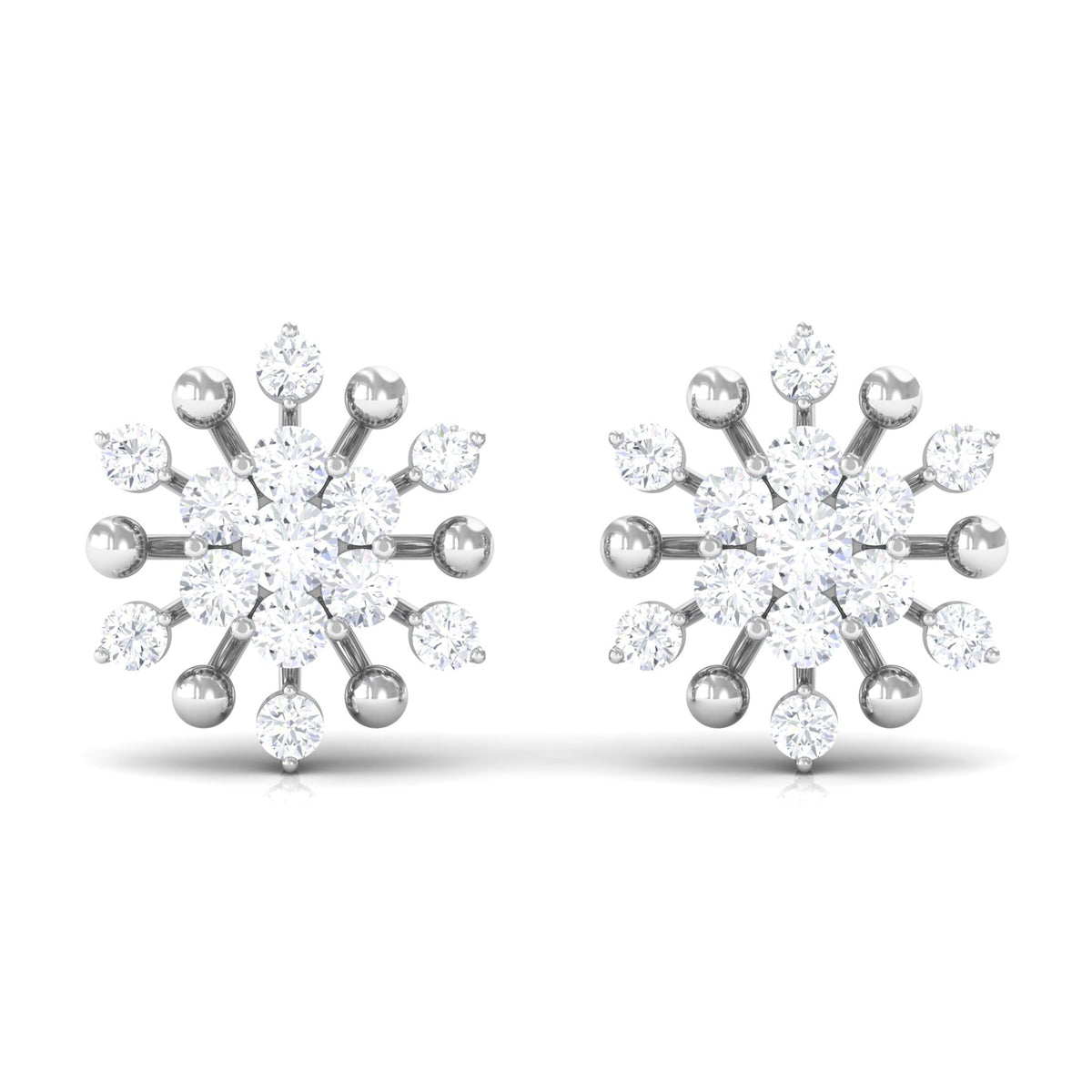 3/4 CT Moissanite Floral Cluster Stud Earrings