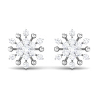 3/4 CT Moissanite Floral Cluster Stud Earrings