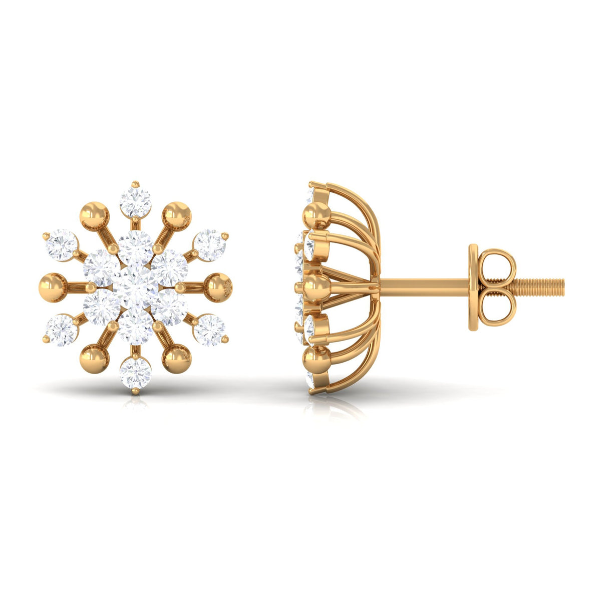 3/4 CT Moissanite Floral Cluster Stud Earrings