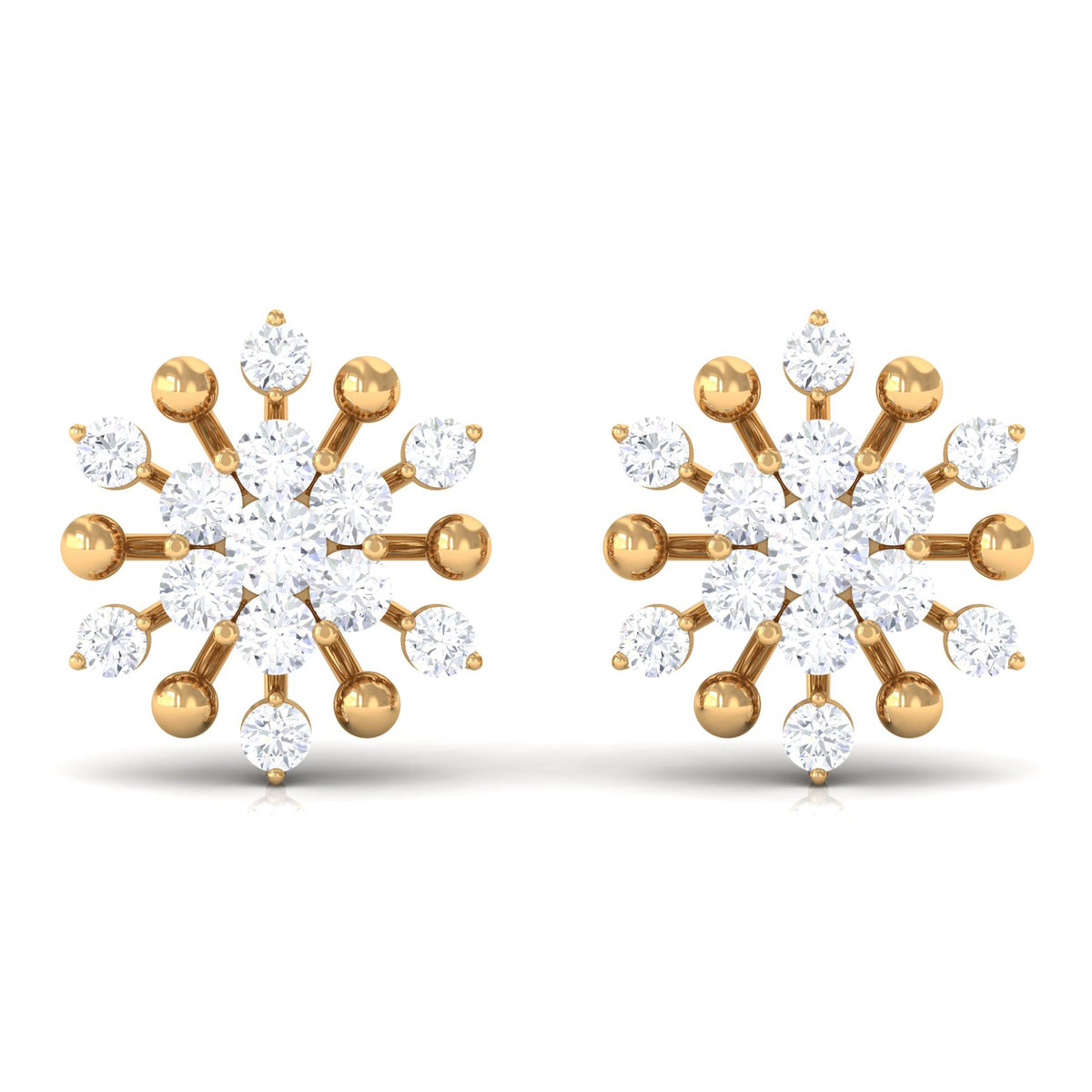 3/4 CT Moissanite Floral Cluster Stud Earrings