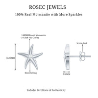 Bezel Set Round Moissanite Starfish Stud Earrings