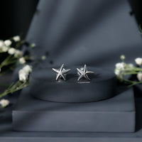 Bezel Set Round Moissanite Starfish Stud Earrings