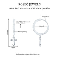Certified Moissanite Cross Drop Earrings