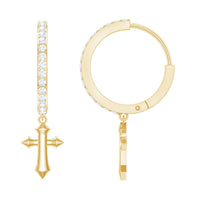 Certified Moissanite Cross Drop Earrings