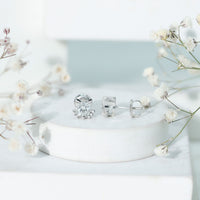 1 CT Solitaire Moissanite Cat Stud Earrings with Screw Back