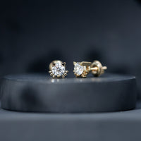 1 CT Solitaire Moissanite Cat Stud Earrings with Screw Back