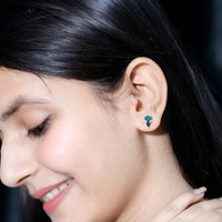 Lab Grown Emerald and Sapphire Vintage Stud Earrings