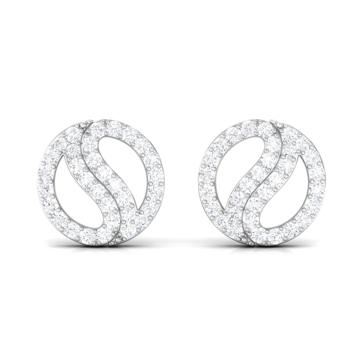 Classic Real Diamond Round Stud Earrings
