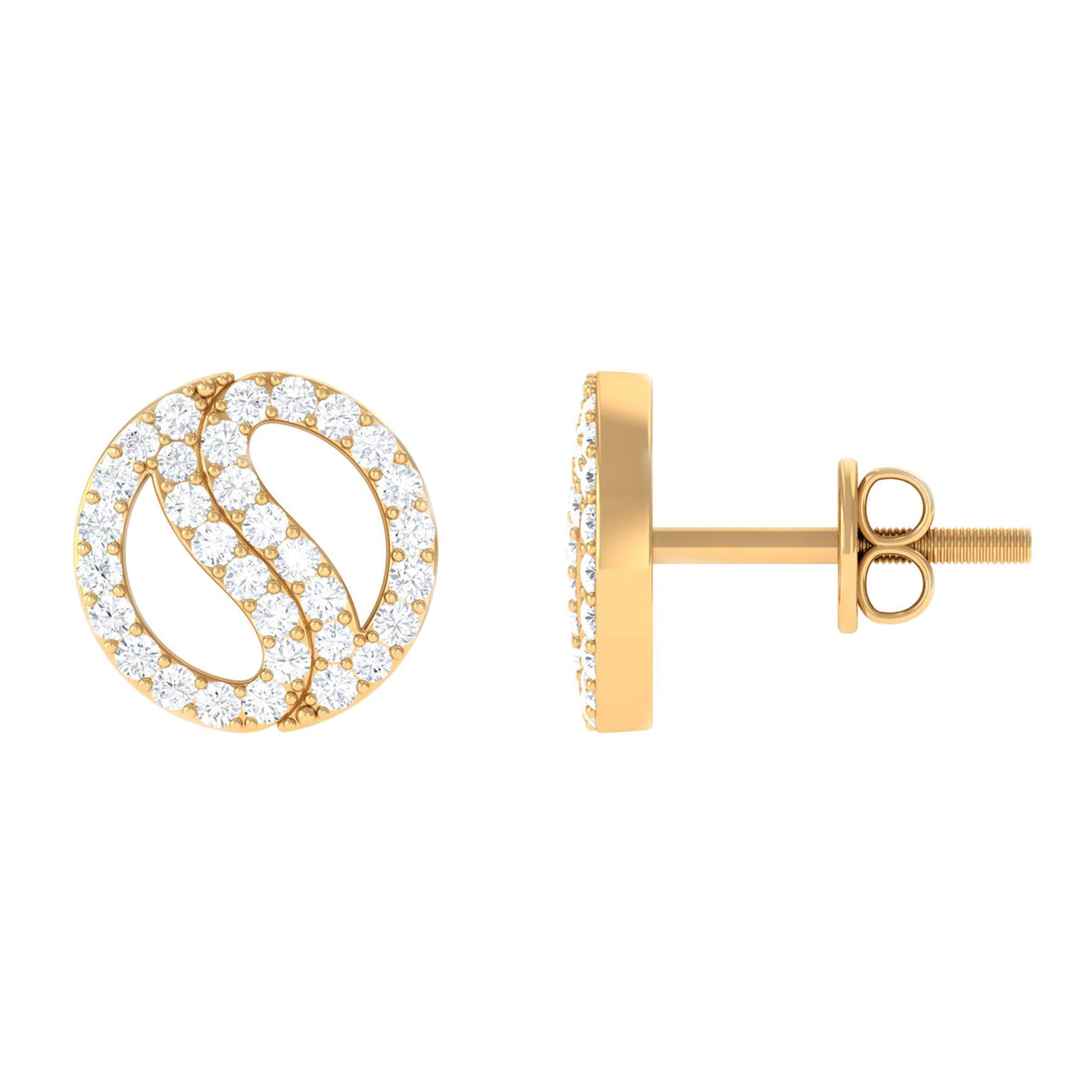 Classic Real Diamond Round Stud Earrings