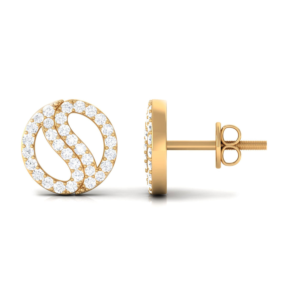 Classic Real Diamond Round Stud Earrings