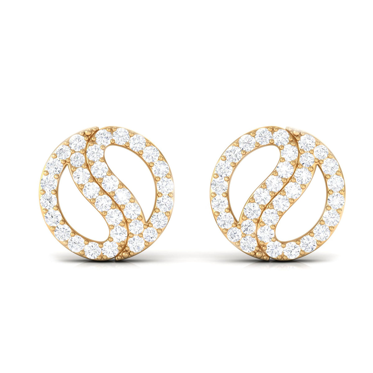 Classic Real Diamond Round Stud Earrings