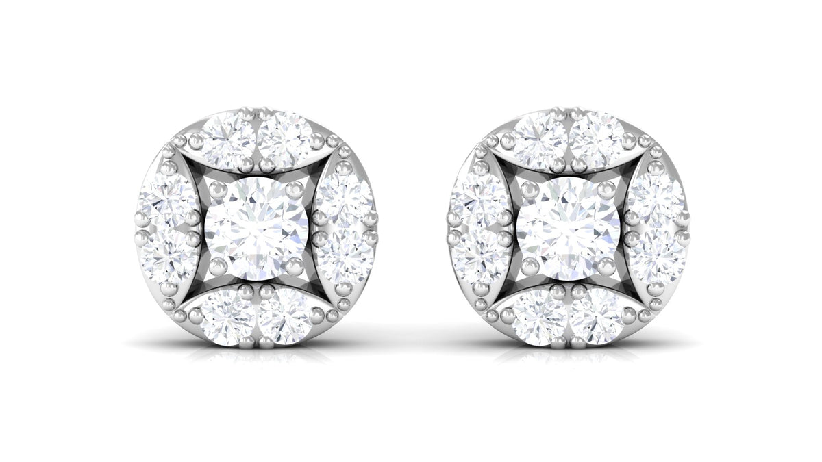 Natural Diamond Screw Back Stud Earrings