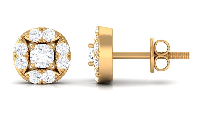 Rosec Jewels natural diamond screw back stud earrings showcasing sparkling diamond studs on a silver setting.