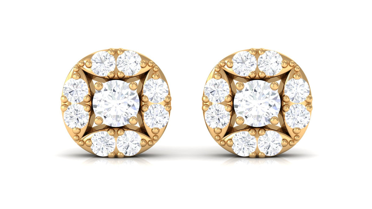Natural Diamond Screw Back Stud Earrings