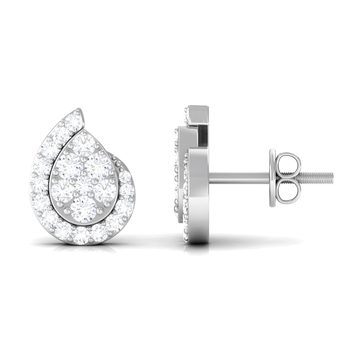 0.75 CT Real Diamond Designer Teardrop Stud Earrings