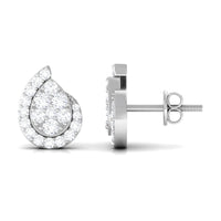 0.75 CT Real Diamond Designer Teardrop Stud Earrings
