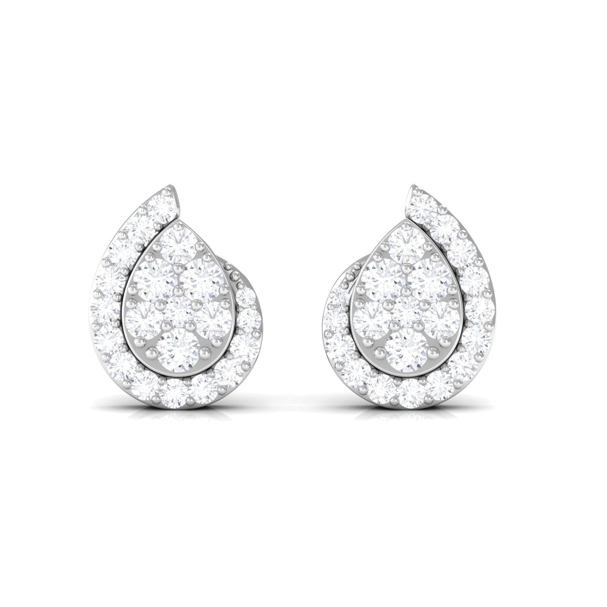 0.75 CT Real Diamond Designer Teardrop Stud Earrings