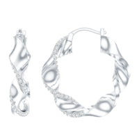 Lab Grown Diamond Twisted Hoop Earrings with Snap Back